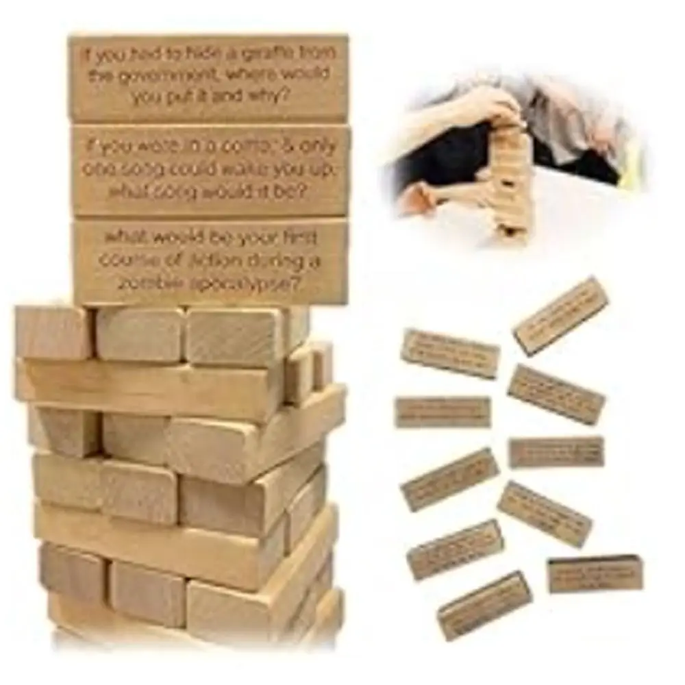 

Develop Social Skills Ice Breaker Questions Tumbling Tower Game Fun and Challenging Wooden Stacking Wooden Block