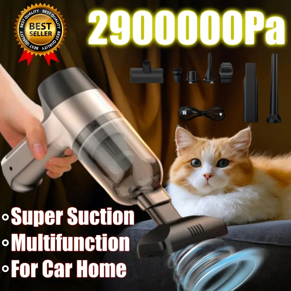 차량용 휴대용 무선 진공 청소기, 가정용 먼지털이 휴대용 진공 펌프, 강력한 흡입, 4 in 1 