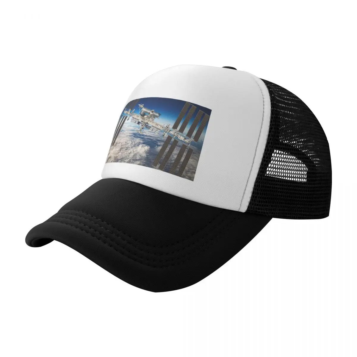 

International Space Station Over The Planet Earth.. Iss And Satellite Aesthetic Novelty Design Baseball Cap