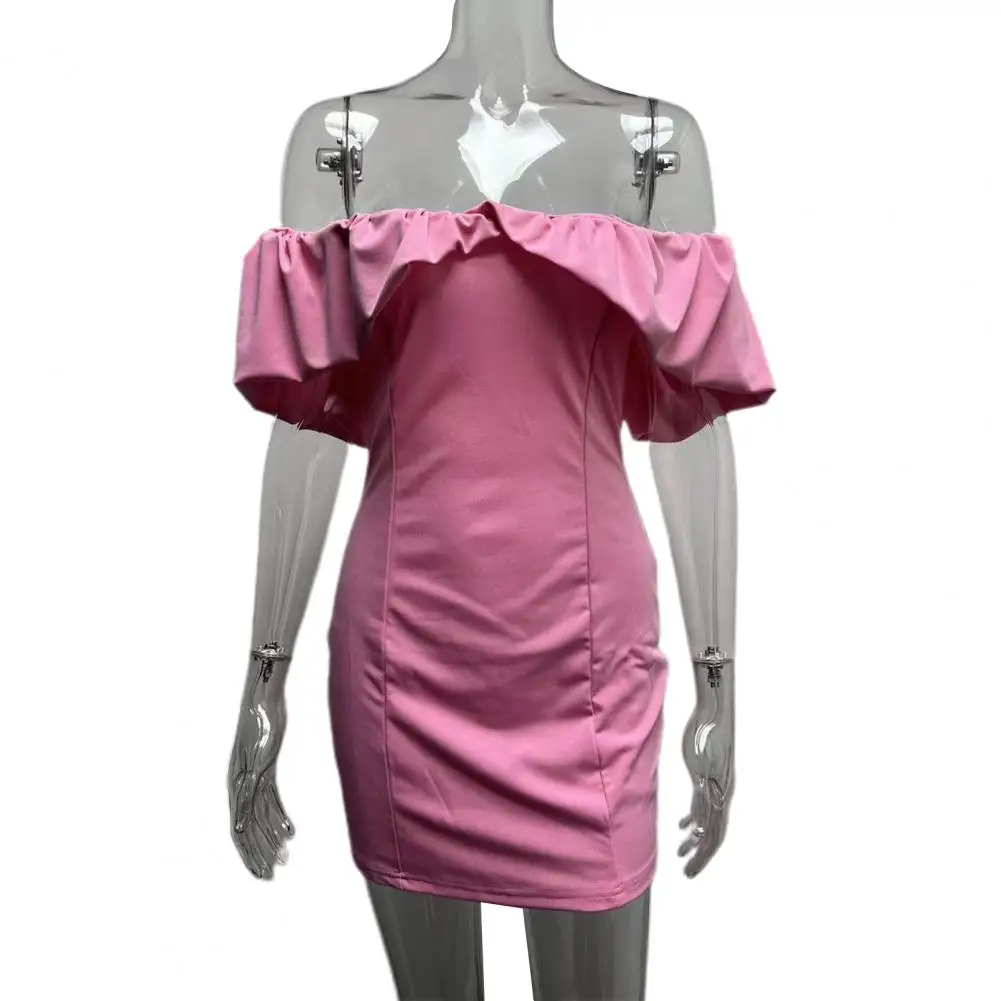 

Banquet Dress Chic Above Knee Length Bubble Sleeve Pullover Women Mini Dress Women Garment Women Party Dress Banquet Dress