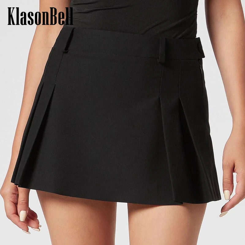 

5.17 KlasonBell New High Waist Two Side Pleated Skirt Women's Simple All-matches With Lining Shorts Skirt