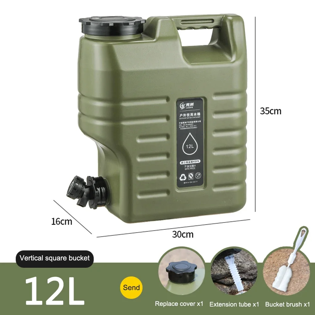 12/11/8L Outdoor Water Bin Large Capacity Portable Camp Water Bag with Detachable Faucet Camping Water Jug for Fishing Picnic