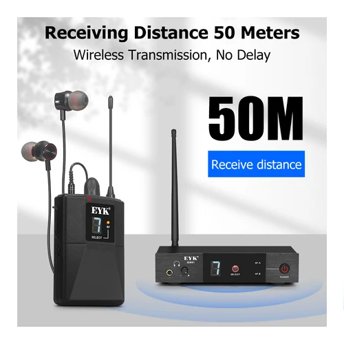 EYK IEM81 UHF 무선 인이어 모니터 시스템, 단일 채널 16 주파수 선택 가능, 가수 무대 공연 DJ에 적합 3