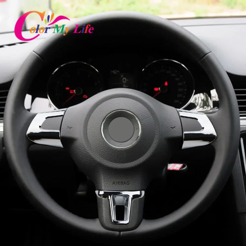 ABS Chrome Car Steering Wheel Decoration Cover Trim Sticker Fit Volkswagen VW GOLF POLO JETTA MK5 MK6 Bora car moulding decoration,car styling stickers