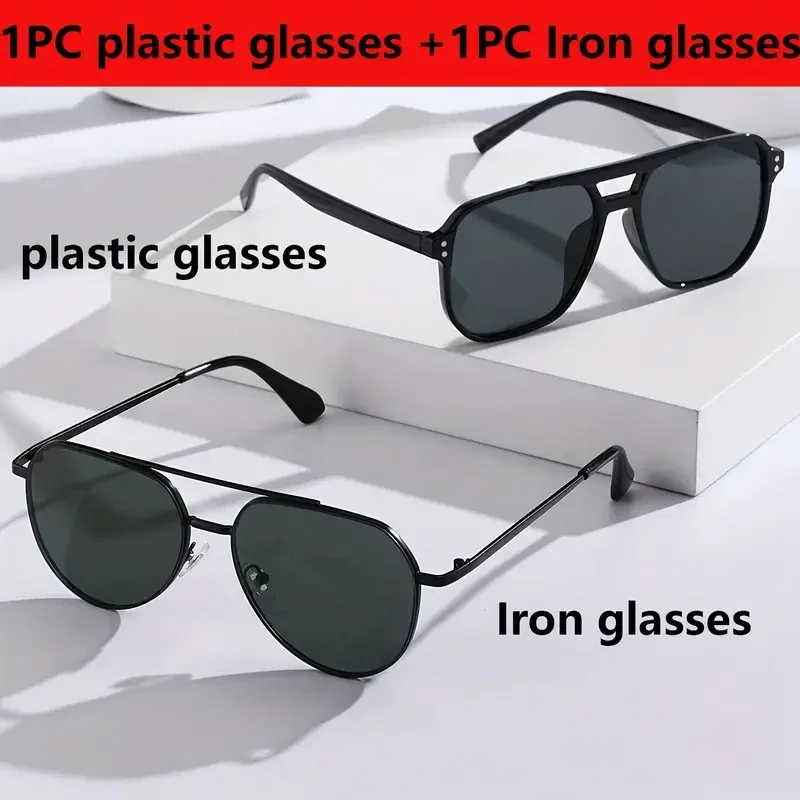 2pcs Unisex Classic Pilot Frame Casual Modern Simple Style Sunglasses For Men Daily Clothing Accessories Vacation Driving