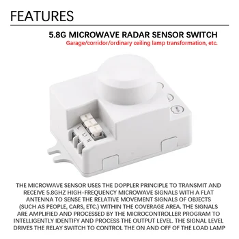 Modulo sensore Radar 5.8G sensore a microonde interruttore 220V controllo intelligente a risparmio energetico modulo sensore Radar a microonde