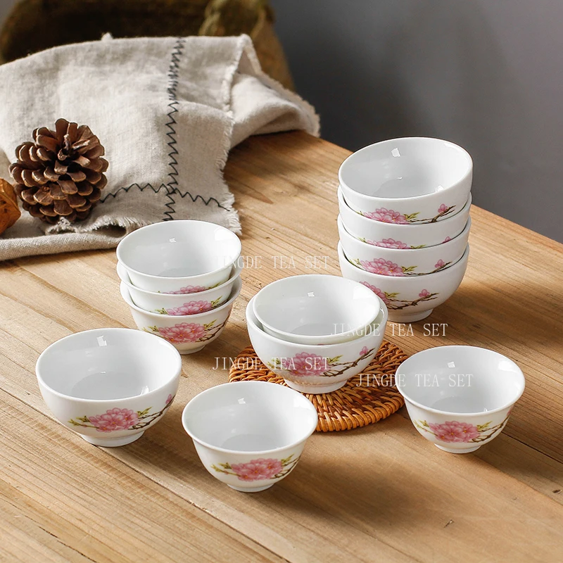 6pcs Ceramic Kung Fu Tea Cup Set Household Blue and White Porcelain Tea Cup Chinese Small Capacity Tea Cup Set Drinking Utensils