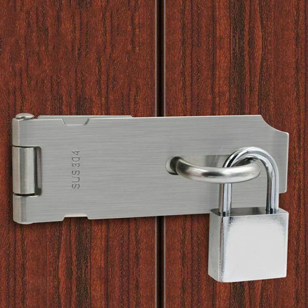 Description Picture 3 of itemDoor Clasp Lock Anti Theft Hasp Staple Shed Latch Stainless Steel Door Lock Padlock Clasp Burglar-proof Hardware For Wood Door