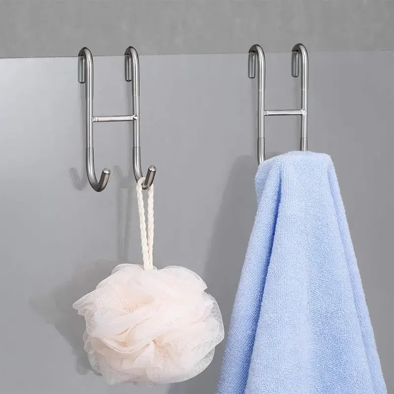 Multifunctional Hooks Heavy Duty Hooks Shower Door Hook Metal Hanging Hook for Clothes Coat Towel Bathroom Shower Glass Door