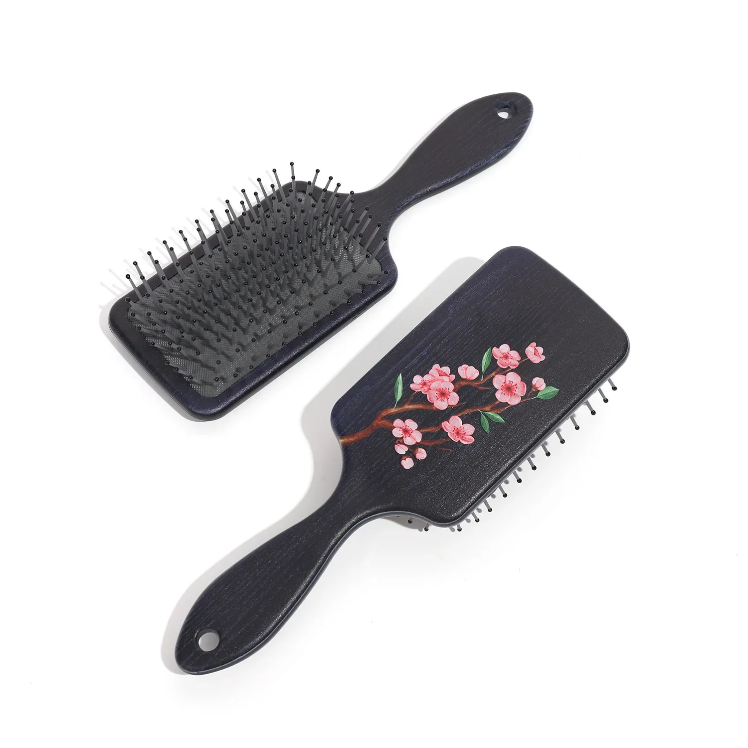 

Classical Print Flower Hair Brush Women Massage Bamboo Combs Anti-static Detangling Reduce Hair Loss Tool Curly Hair Accessories