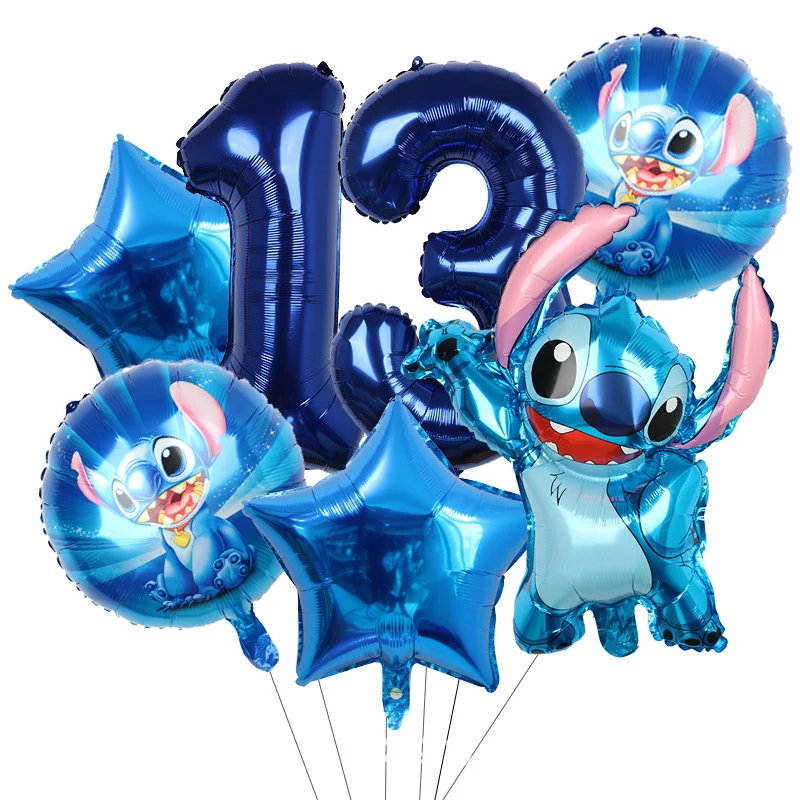 thumbnail image 1 of Nuevos suministros de decoración para fiesta de cumpleaños de Disney Lilo Stitch, globos, platos de papel Aloha, vasos, servilletas, manteles, baby shower para niños, 1 of 4