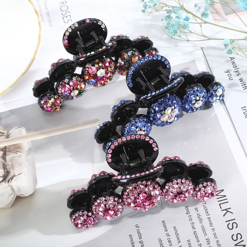 10CM Rhinestone Hair Claw Clip For Women Temperament Ponytail Hairpin Shark Clip Hair Crab Girls Korean Fashion Hair Accessories