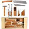 Japanese Woodworking Tool Set, Professional Carpentry  Kit 8 Pcs (Japanese Pull Saws, Hammer, Chisels, Plane, Auger, 6
