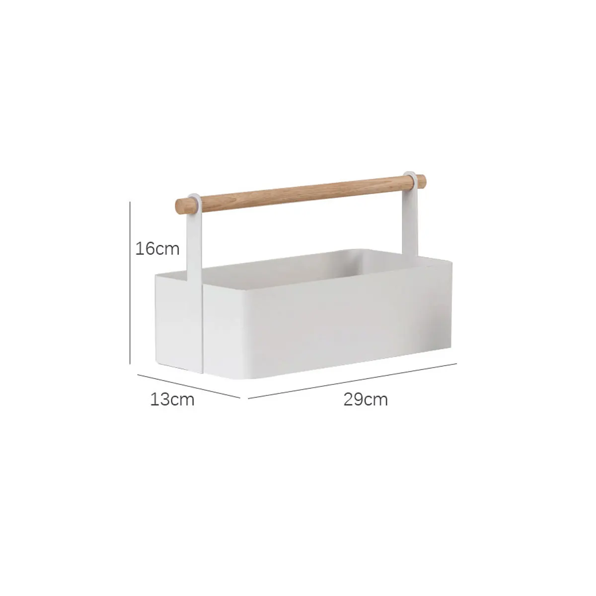 Storage Holder for Makeup Nursery Desk, Home, Bathroom, Kitchen, Caddy, Handle Organizer, Steel and Wood 6