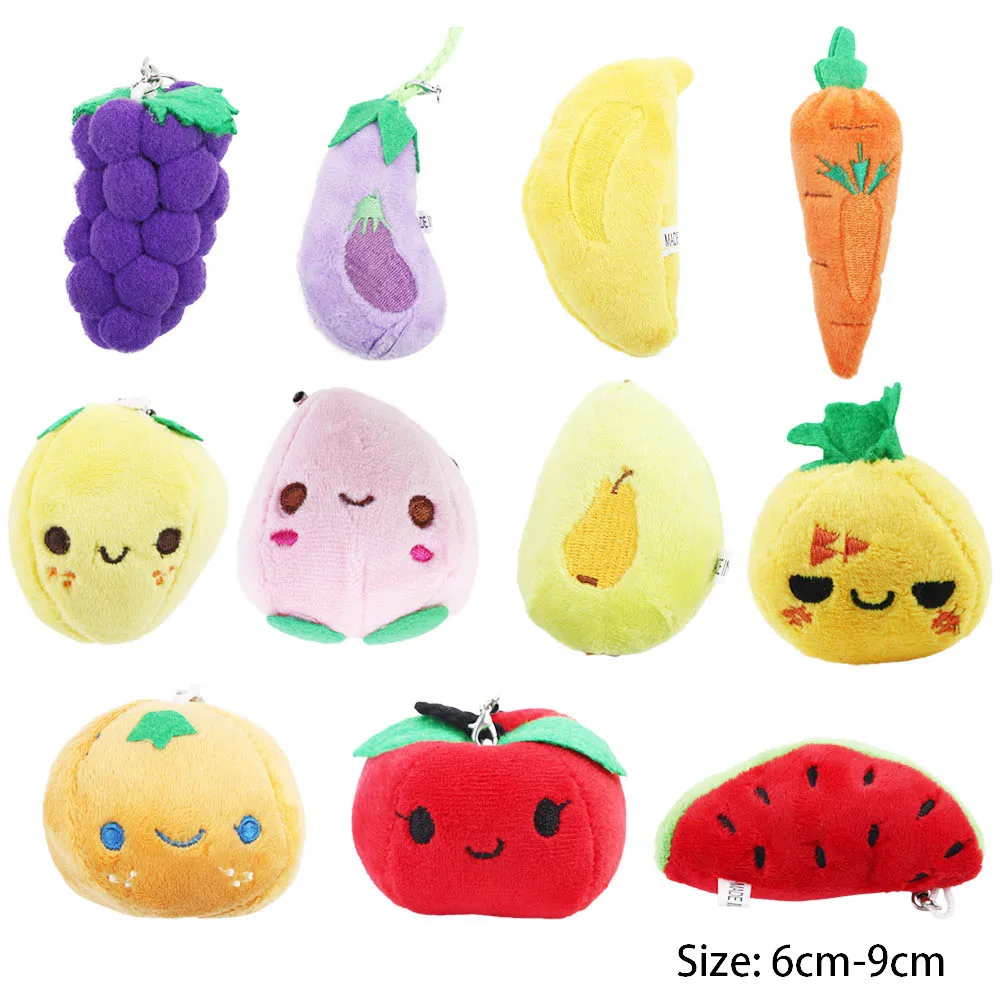 Cute Fruit and Vegetable Plush Dolls Kawaii Mini Simulated Watermelon Peach Stuffed Toy Keychain Activity Small Gift 6