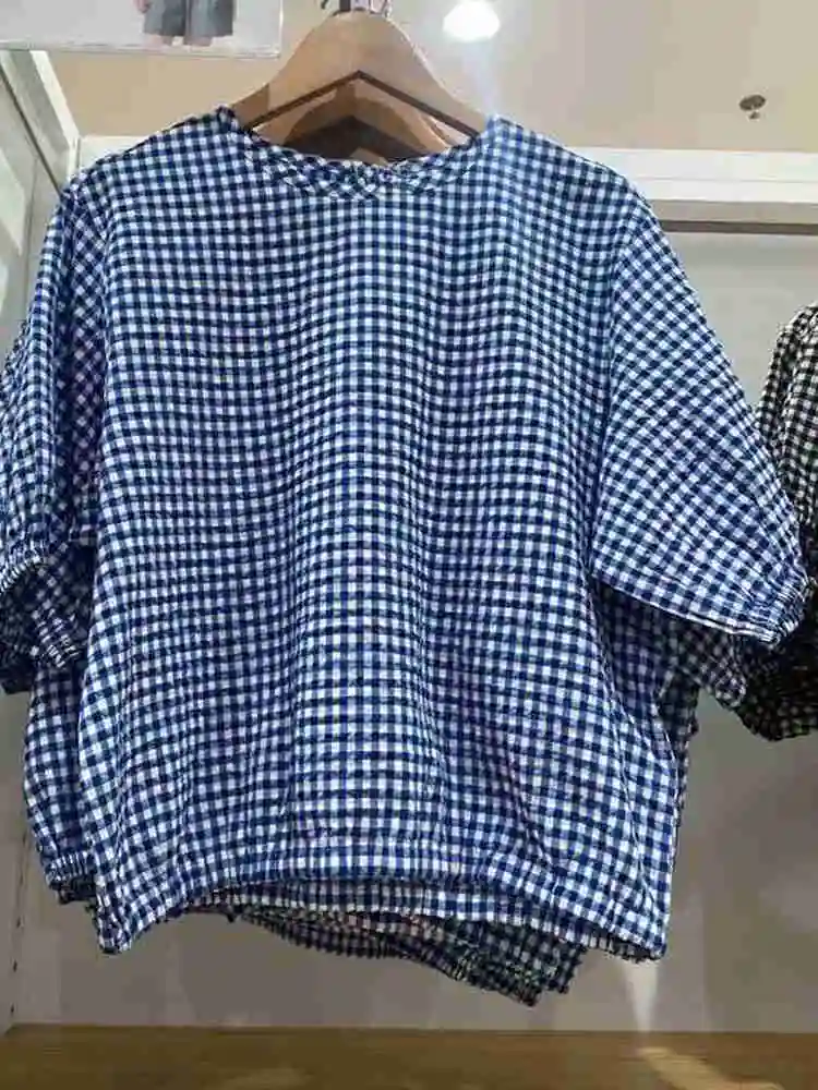 Summer Set Women's Bubble Gown Umbrella Skirt f-length irt Plaid ort-sved Casual Sle round Ne Regular Length