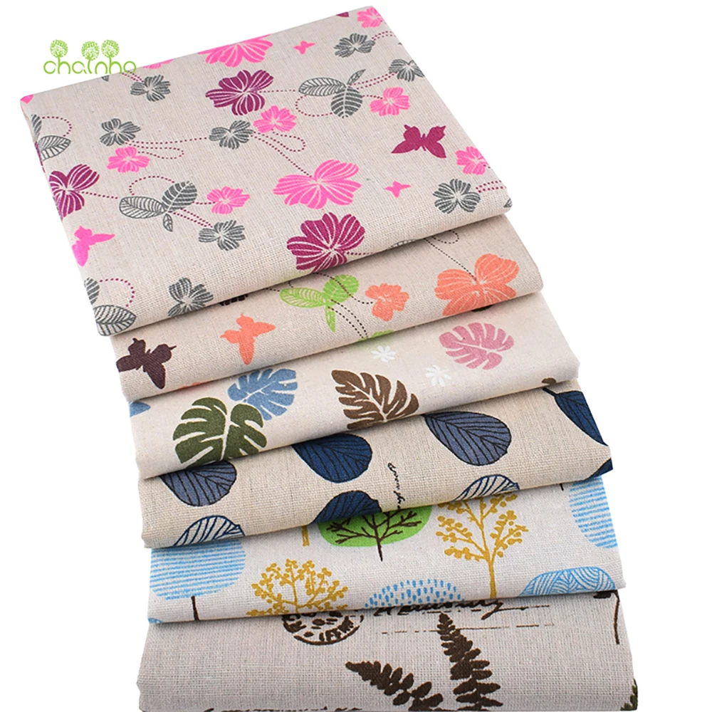 Chainho,Printed Cotton Linen Fabric,DIY Sewing Quilting Material,Patchwork Cloth,Furniture Cover Textile,4 Specification,CL31