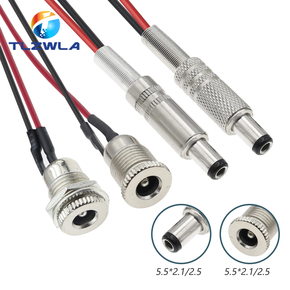 DC099 5.5x2.1 มม.5.5x2.5 มม.DC Power Socket เกลียวหญิงอะแดปเตอร์ 20AWG สาย DC-099 10 ซม.20 ซม. 1