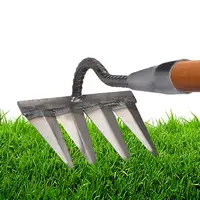 Gardening Hoe Weeding Rake Steel Farm Tool Metal Heavy Duty Tine Rake Dethatching Weeding Acreage Rake 4/5/6/7 Tines 1