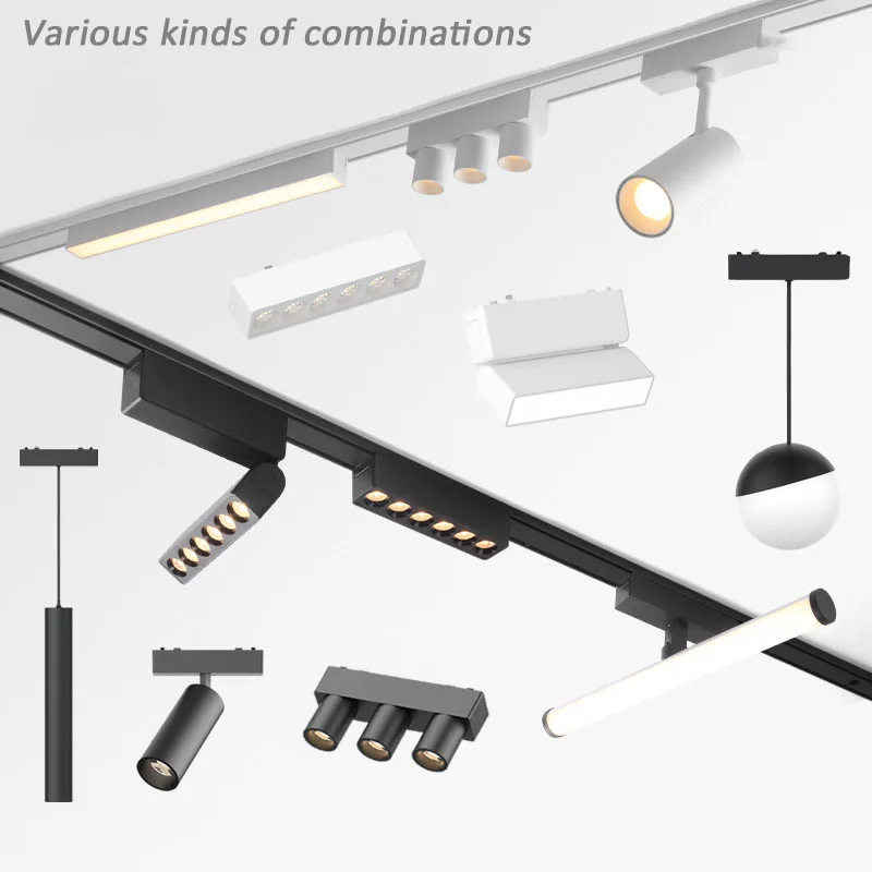 Remote Control LED Smart Track Lights Magnetic Rail Lighting Ultra Thin 6mm Surface Mounted Ceiling System Spodlight Floodlight 4