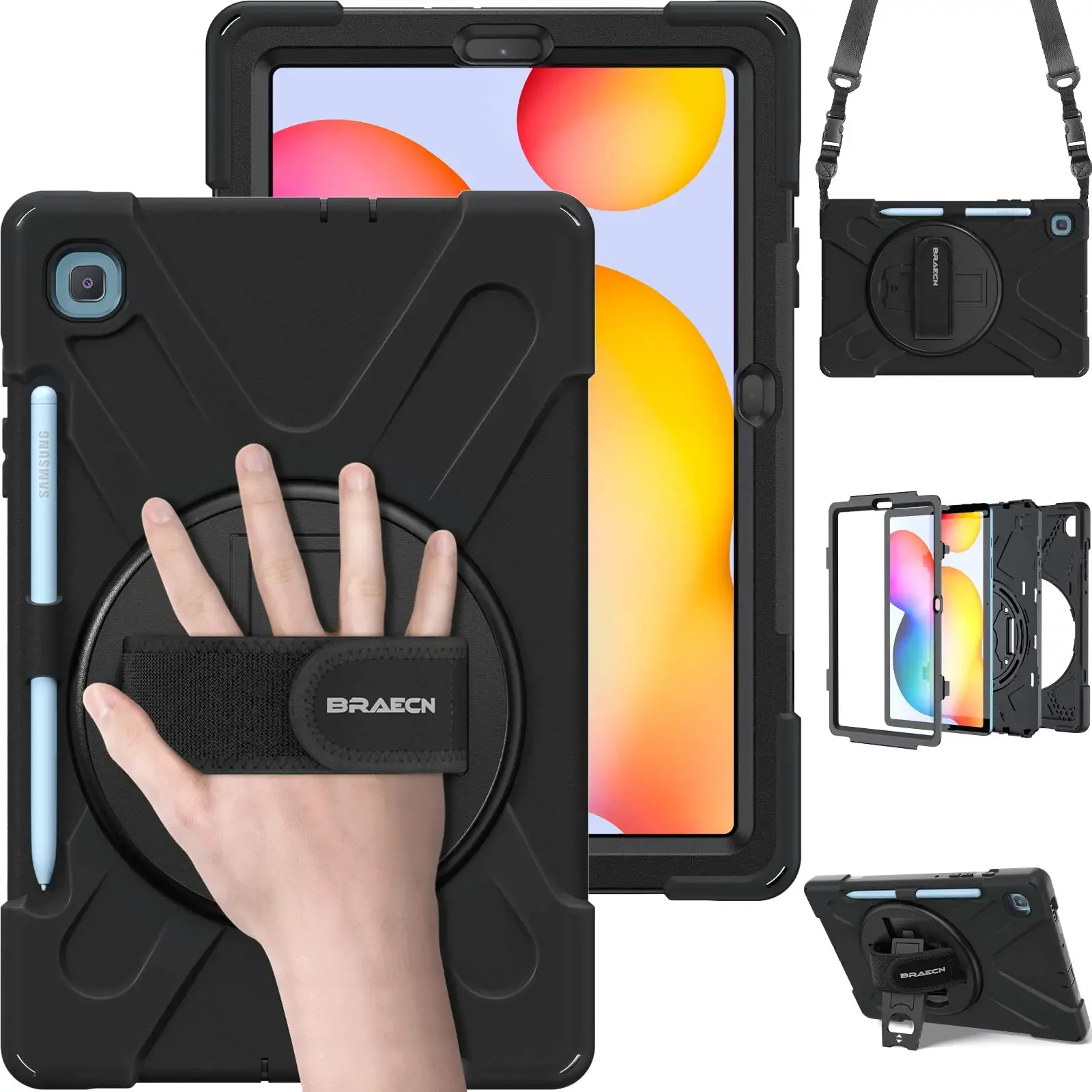 Lidar com Alça de Ombro para Samsung Galaxy Tab s6 Lite Capa Resistente à Prova de Choque 10.4 2023 2023 P619 P610 P615