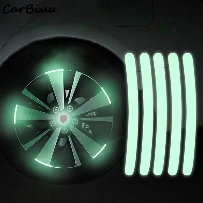 

20/40Pcs Car Wheel Hub Reflective Stickers Night Glow Satefy Driving Warning Strip Rim Tape Decals Decoration Car Motorcycle