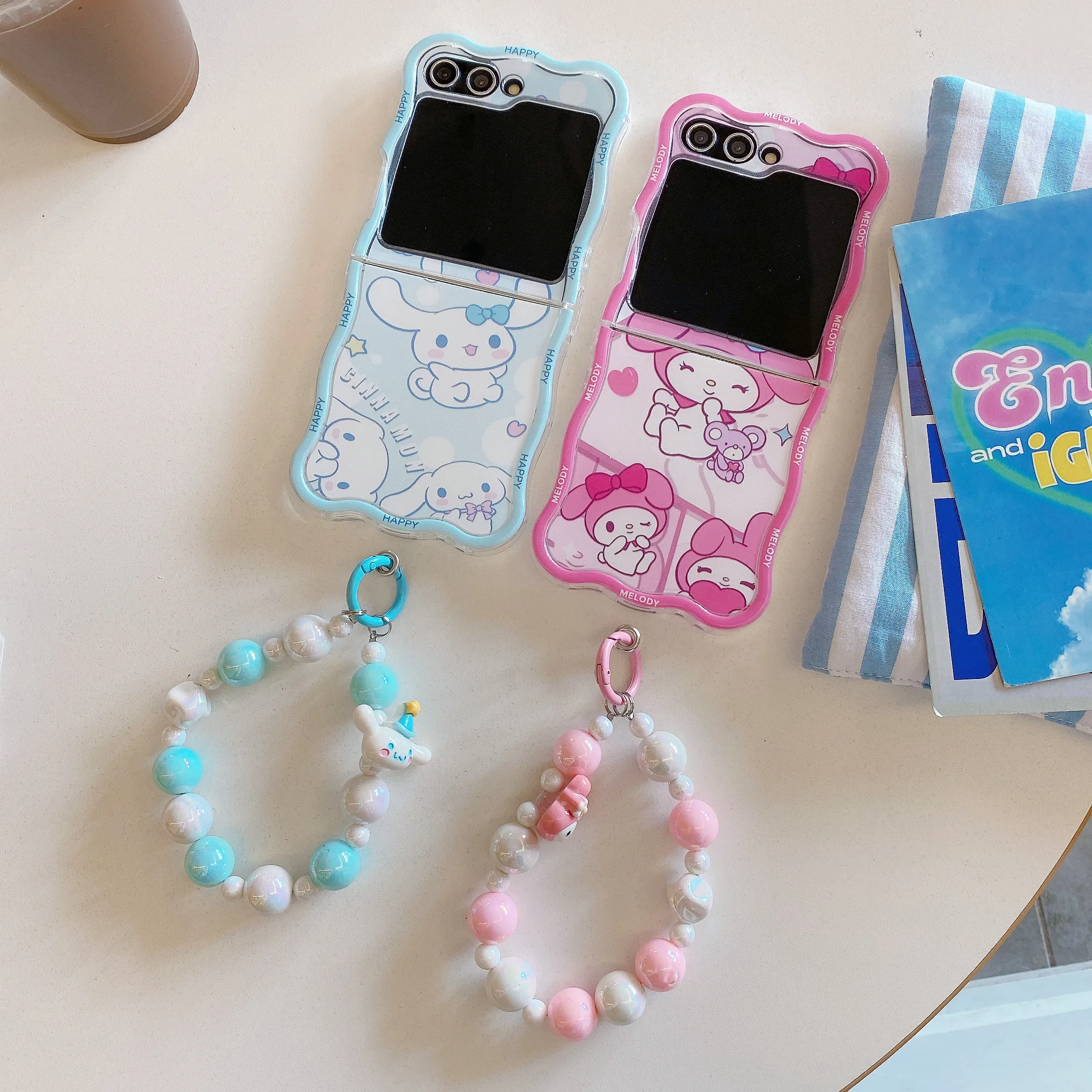 

Kawaii Sanrio Cinnamoroll My Melody with pendant for Samsung Galaxy Z Flip 3 4 5G ZFlip5 ZFlip4 Flip3 Flip4 Shockproof Cover