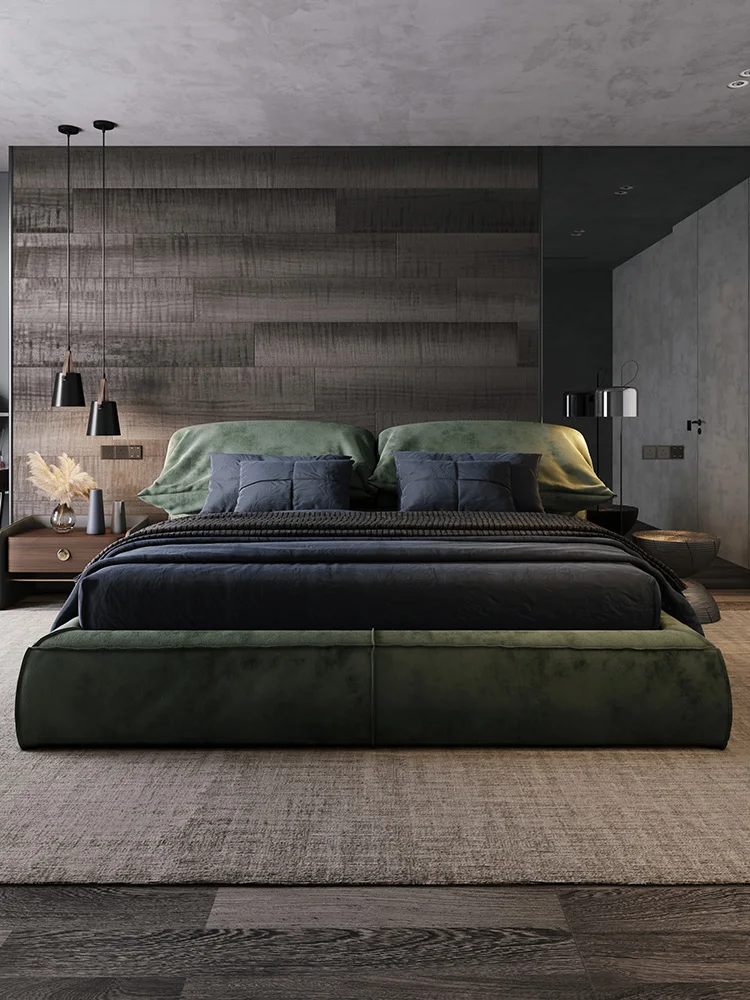 

Italian style cloth bed Modern simple light luxury upholstered double bed Nordic minimalist master couch Tami technology cloth b