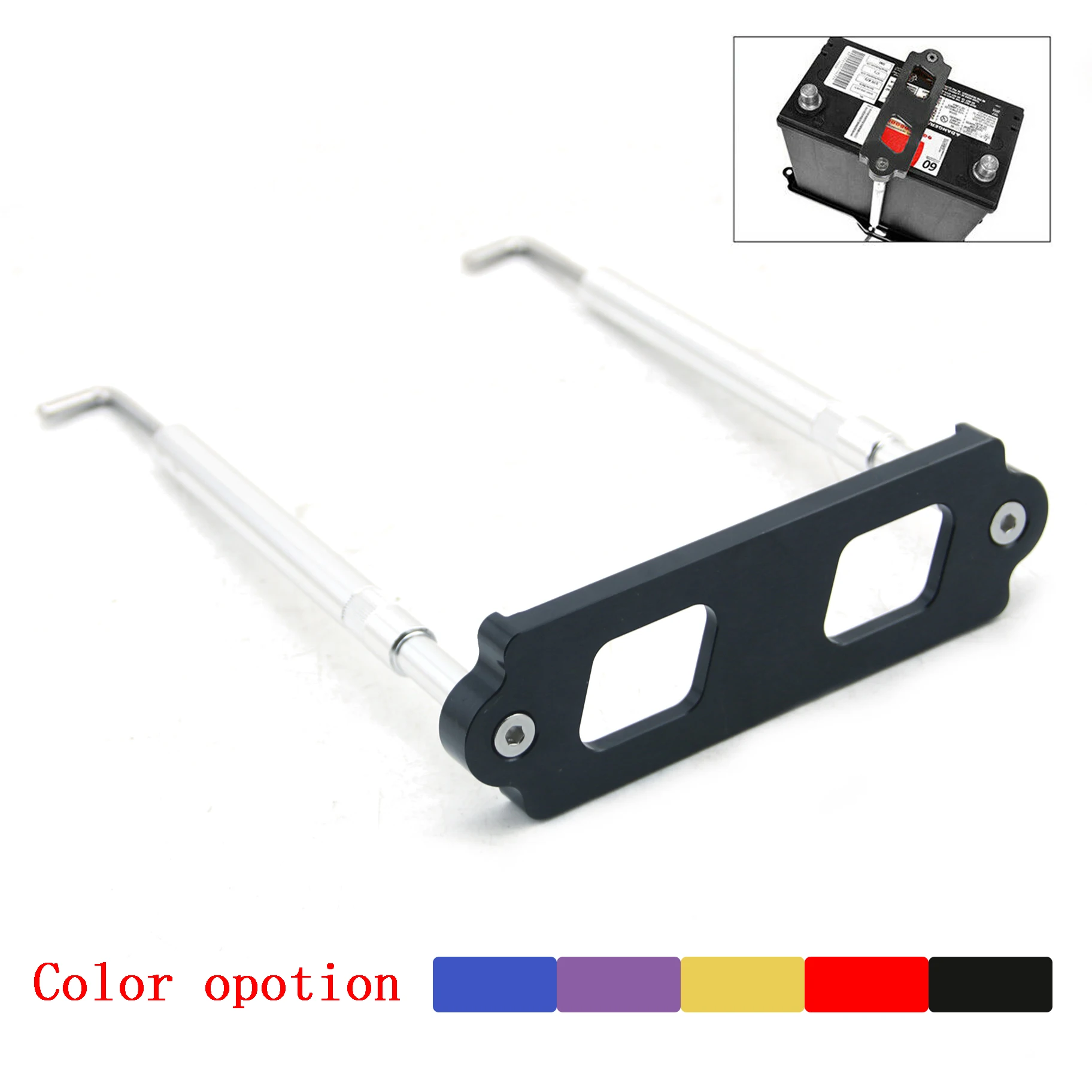 Aluminum New Car Battery Tie Down Kit Hold Down Rod With Stainless Tray Hooks For Honda Civic / CRX S2000 For Acura Integra RSX battery hold down clamp