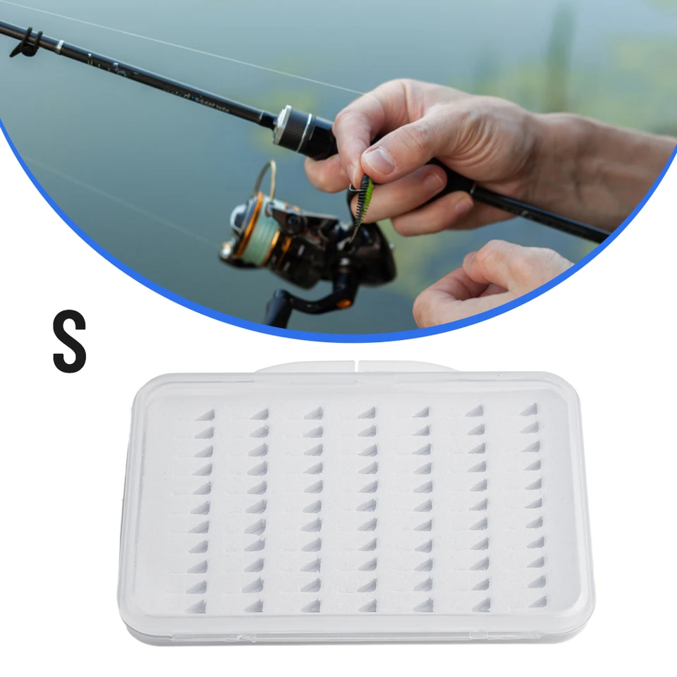 Awesomeonei Trasparente Capacità Slim Eva Schiuma Fly Box Coperchio Trasparente Scatola Da Pesca Gancio Da Pesca Da Competizione Tackle Box 11x7.6x1.5cm/4.3x3.0x0.6in - Foto 2