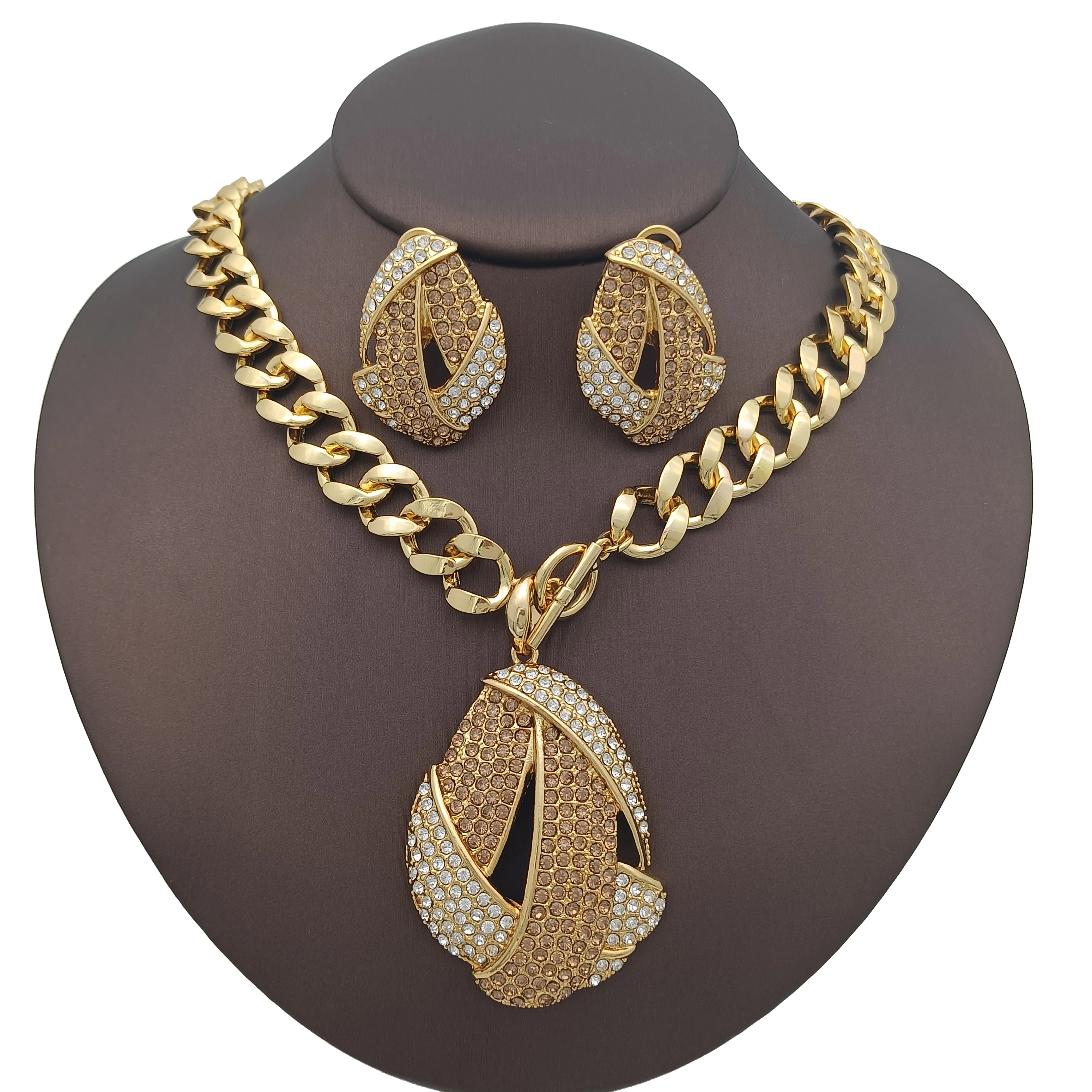 Ensemble De Bijoux De Mariée En Or Et Cristal Émeraude - Collier Et Boucles D'Oreilles Pendantes - Pour Bal, Soirée, Cérémonie