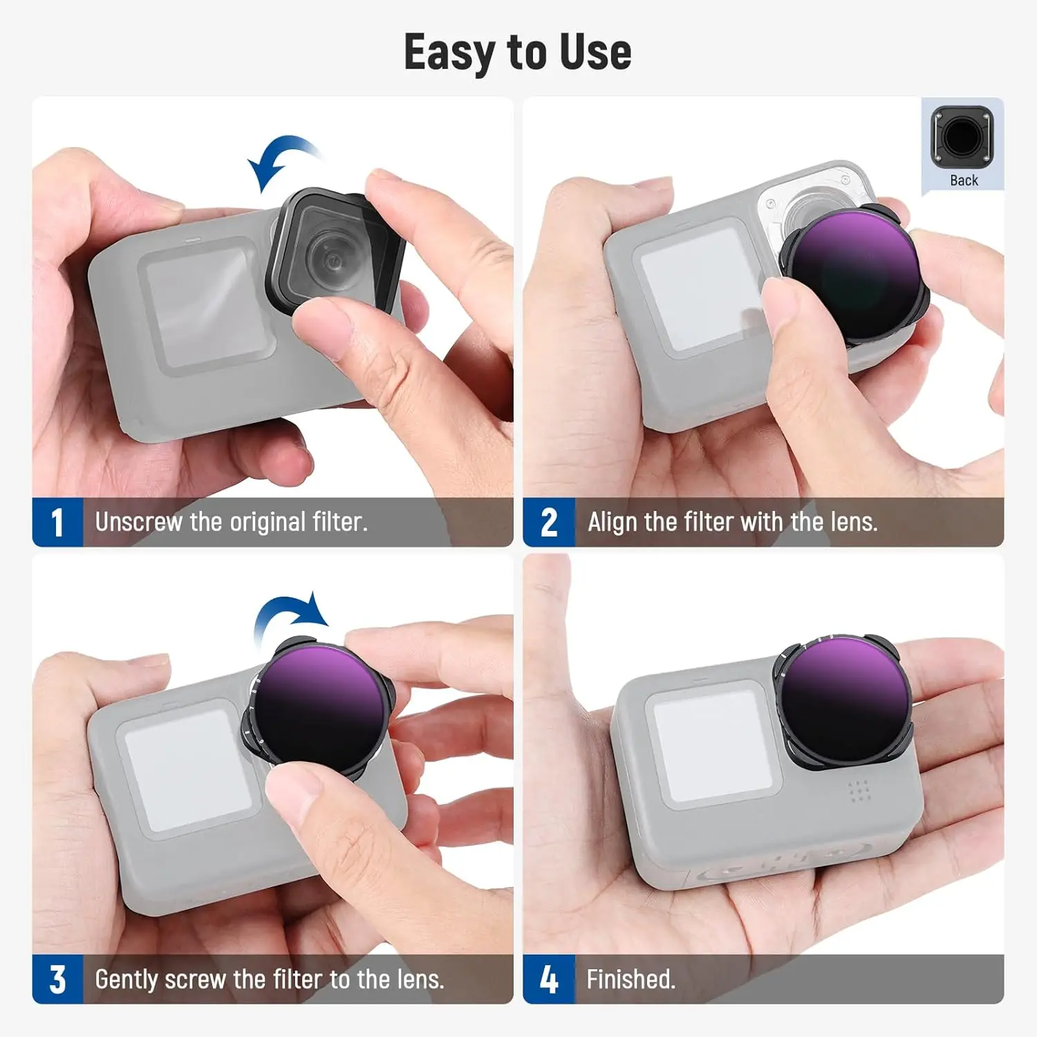 NEEWER Variable ND64-512 Filter 5-9 Stops ND Filter Multicoated HD Optical Glass Slim Frame for GoPro 9 10 11 12 13 5