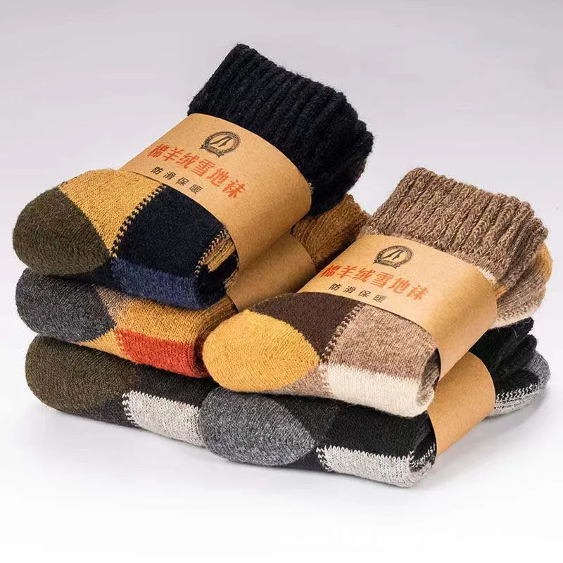 

1 Pair Winter Warm Men Super Thick Real Wool Thermal Socks Middle Tube Extra Thick Cashmere Snow Socks