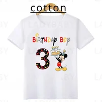 Disney Mickey Mouse Graphic Birthday Boy T Shirt Kids Clothes 1 2 3 4 5 6 7 8 9 10 Years Baby Boys Party T-Shirts Customize Tops 1