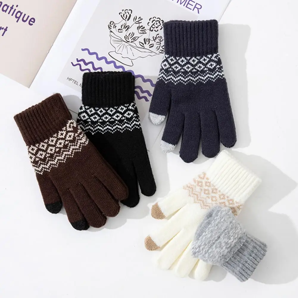 

Warm Acrylic Gloves Winter Warm Knitted Gloves for Women Men Touch Screen Full Finger Gloves for Weather Sports Skiing Cycling