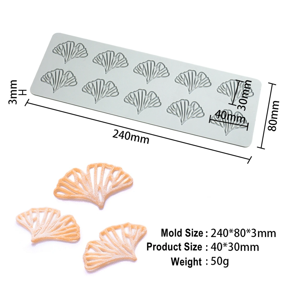 Chocolate Ginkgo Leaf Fondant Mould Mat Non-stick DIY Silicone Sugar Craft  Cake Lace Trim Mold Baking Tool Kitchen Gadget