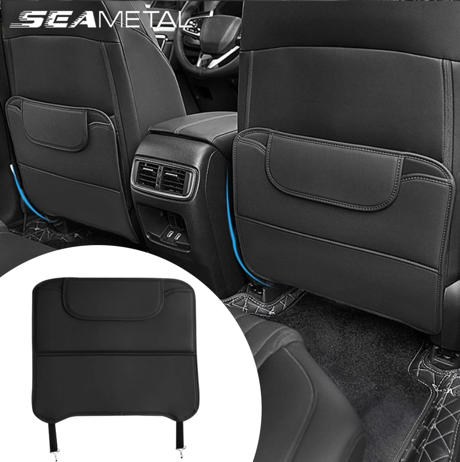 SEAMETAL Car Anti-kick Pad Interior Pu Leather Auto Seat Back Protector Pads Anti Scratch Back Seat Organizer Car Accessories