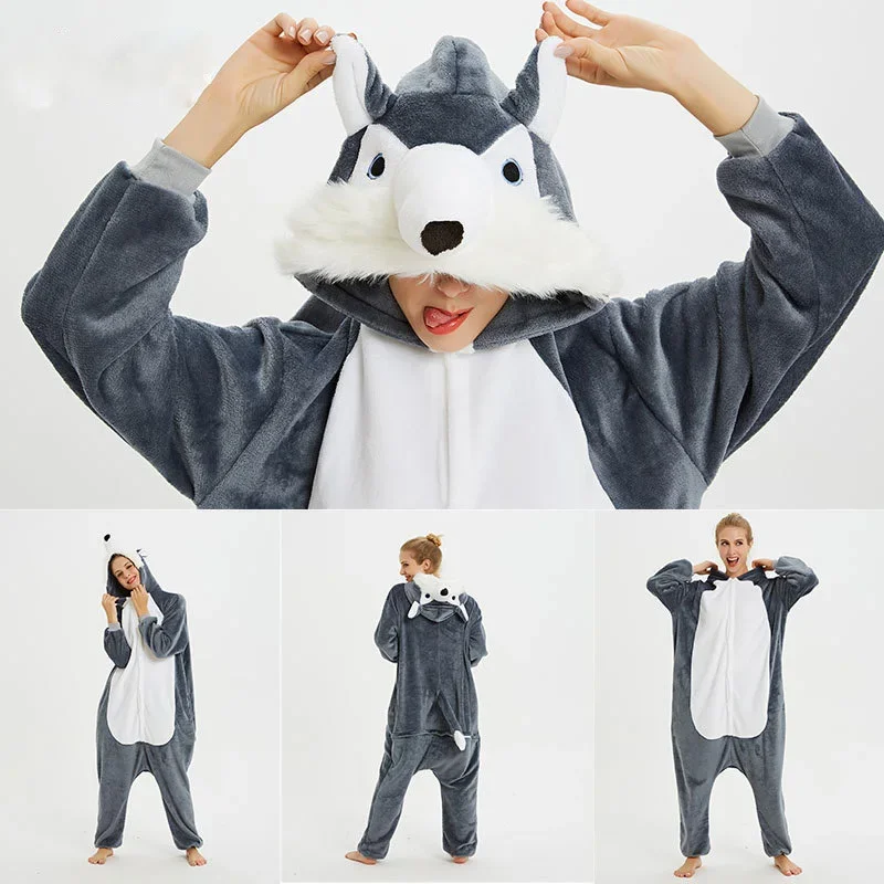 Adults Animal Unicorn Pajamas Kigurumi Rabbit Cartoon Onesie Kids Sleepwear Homewear Nightie Wolf Panda Anime Blanket Overalls
