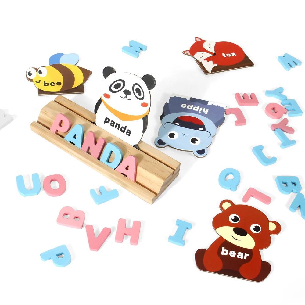 

26 Letters Jigsaw Puzzle Wooden Animal Alphabet Early Educational Learning Toy For Children's Intellectual Development