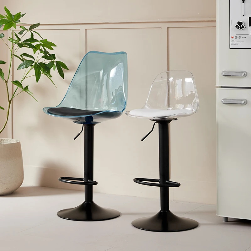 Acrylic Bar Chair Home High Stool Lift Chair Back Transparent Telescopic Front Desk Cashier Bar Stool Furniture