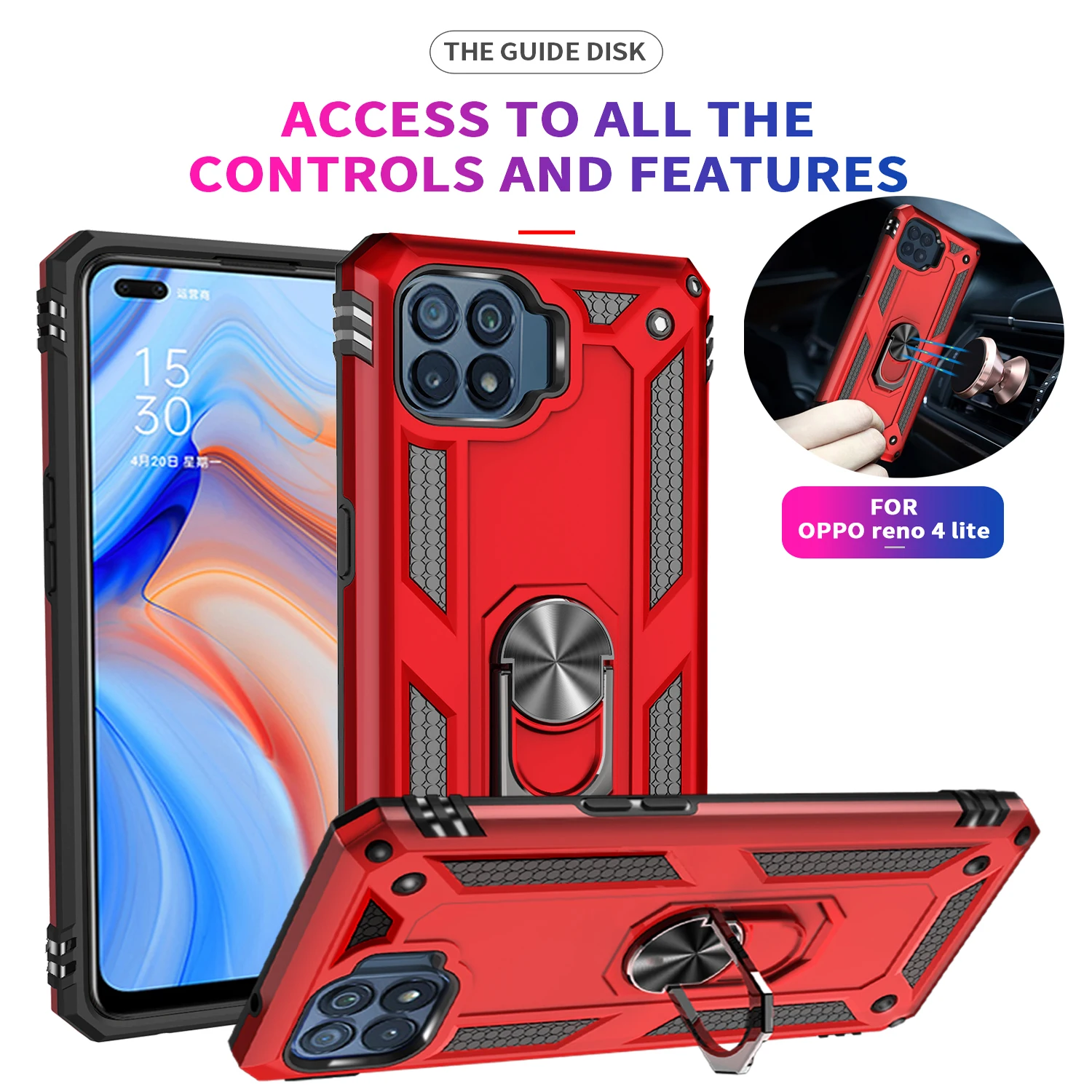 For OPPO Reno 4 Lite 4F Case Shockproof Armor Magnetic Metal Ring Cover For OPPO F11 F17 Pro A93 A3S A5S A5 A7 Bumper Cases Capa a cases for oppo phones