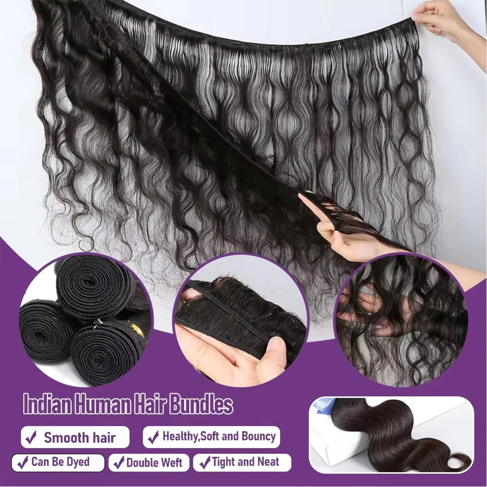 Virgin Brazilian Weave 12A Loose Body Wave 30 32 Inch 1-4 Bundles Remy Human Hair Natural Black Raw Extensions Water-friendly 5