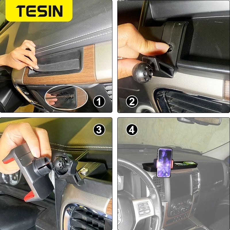Car Dashboard GPS Stand Bracket Mobile Phone Holder Storage Box Dodge RAM 2012-2015 Interior Accessories phone holder mobile phone holder