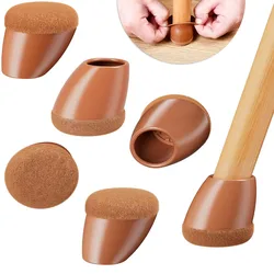 8 - Pack Black Silicone Slanted Chair Leg Floor Protectors with Felt Pads - M(20 - 27mm) (Orange)