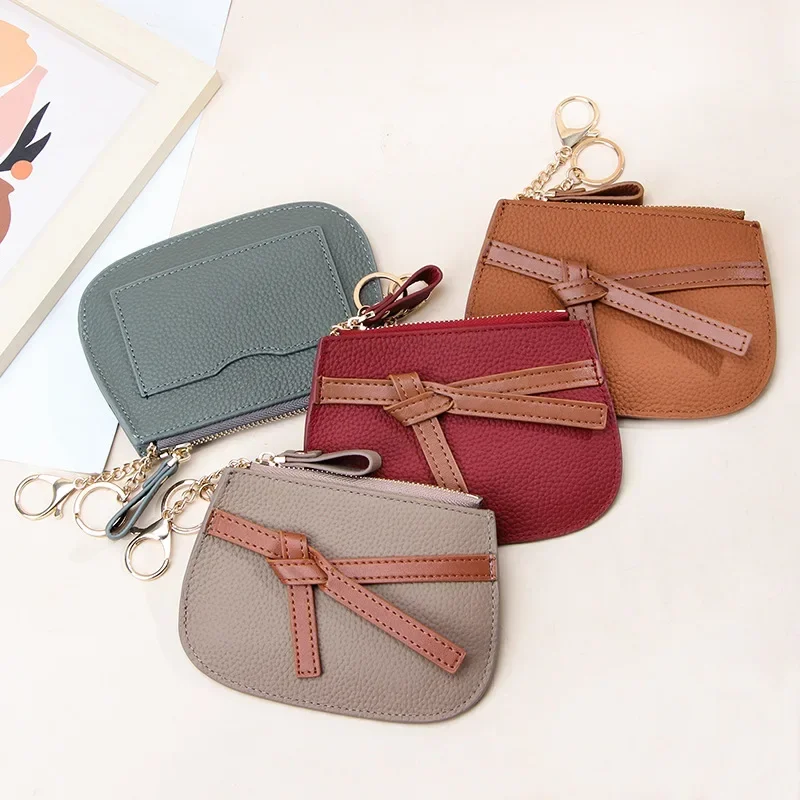 

New Fashion Versatile Personalized Trend Mini Lightweight Genuine Leather Zero Wallet Women's Fashion Contrast Color Keychain