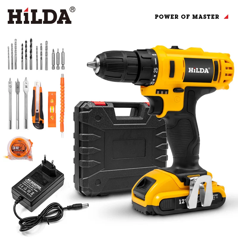 Household Battery Impact Drill Cordless Small Electric Screwdriver Nail Electric Drill Machine Wireless Hardware Tool Products 32mm wood breaking machine drill bit square round hexagon shank wood breaking drill bit for electric drill impact drill