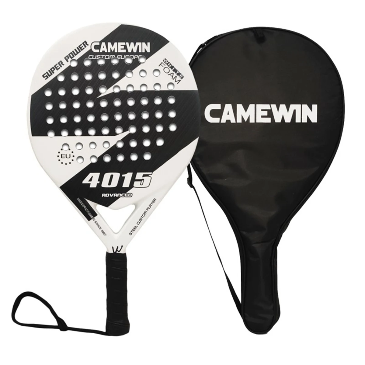 

Camewin Padel Racket Beach Tennis Carbon Fiber and EVA Smooth Surface Durable Power Lite Paddleball Paddle Racket,White