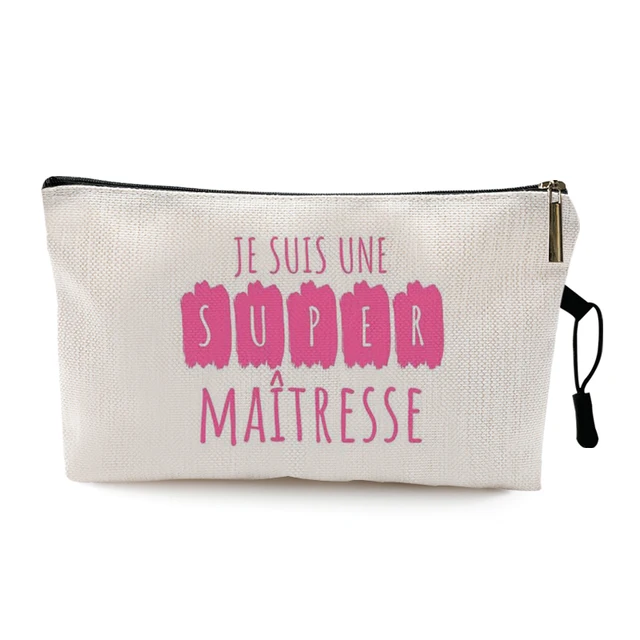 Teacher's Day Graduation Gift Cosmetic Bag Super Atsem Merci Maitresse Print Women Neceser Makeup Bag Pouch Travel Organizer Pattern 1