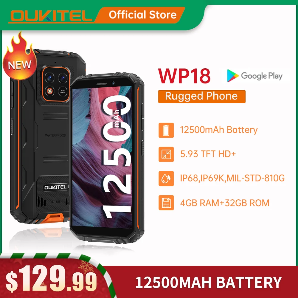 Смартфон Oukitel WP18 12500 мАч 5 93 дюйма 4 + 32 ГБ Android 11 ядра 13 МП |