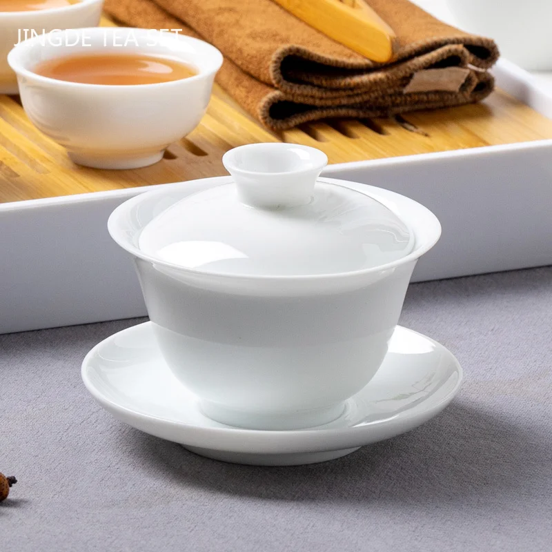 Hand-painted Orchid Ceramic Gaiwan Blue and White Porcelain Tea Cup Portable Personal Tea Bowl Tea Maker Chinese Tea Set Gifts